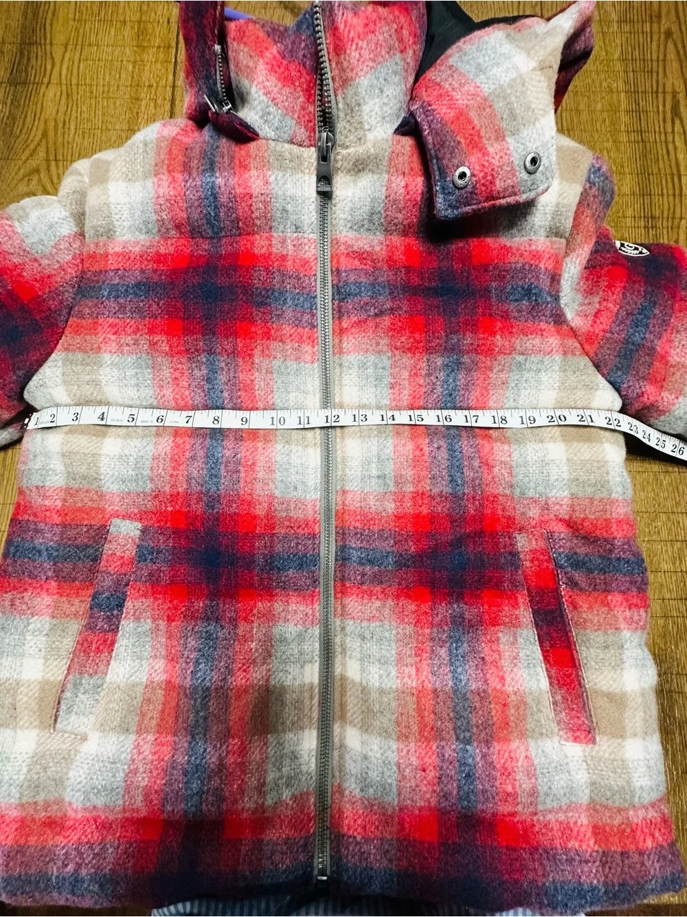 GUESS Red and Tan Plaid Y2K Men's Zip Jacket NWT Medium